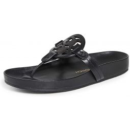 Tory Burch Womens Black Leather Cloud Miller Sandals Shoes