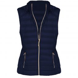 Michael Michael Kors Womens Navy Blue Down Sleeveless Puffer Vest with Removable Hood