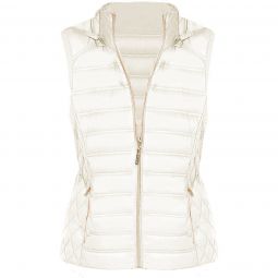 Michael Michael Kors Womens Bone White Down Sleeveless Puffer Vest with Removable Hood
