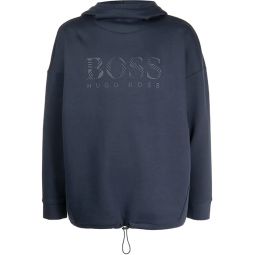 Hugo Boss Mens Soody Iconic Rubberized Tonal Logo Blue Hoody Sweatshirt