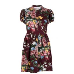 See by Chloe Womens Burgundy Floral Cotton Mini Dress
