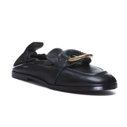 See by Chloe Womens Hana Black Leather Ballet Flat Shoes