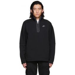 Nike Mens Solid Black Sportswear Half-Zip Sweatshirt Activewear