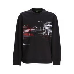 Hugo Boss Mens Salbonic Black Artwork Sweatshirt