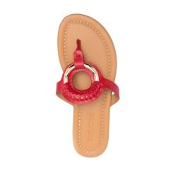 See by Chloe Womens Red Leather Hana Flip Flops Shoes