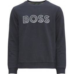 BOSS Mens Contrasting Logo Crewneck Sweatshirt, Peacock