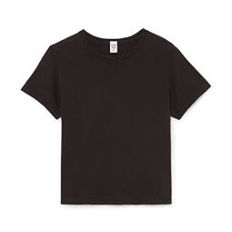 RE/DONE Womens x Hanes 1950s Boxy Crop Tee, Washed Black