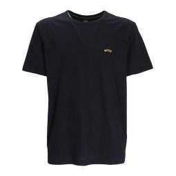 Hugo Boss Mens Tee Curved Black Gold Short Sleeve Crew New Logo Short Sleeve T-Shirt