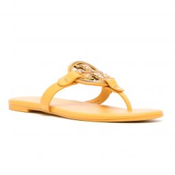 Tory Burch Womens Peachy Gold Metal Miller Slides Soft Sandals