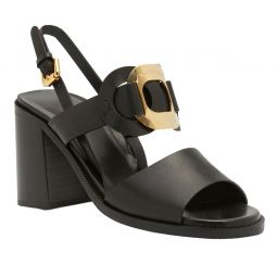 See by Chloe Womens Chany Black Leather Buckle Slingback Sandals Shoes