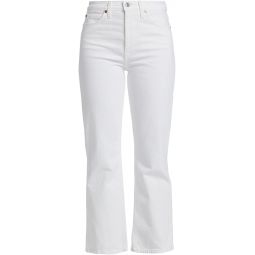 RE/DONE Womens White Crop Boot Cut 70s Denim High Rise Jeans