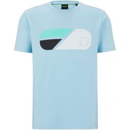 Hugo Boss Mens Tee 9 Light Blue Logo Short Sleeve Crew Neck T-Shirt