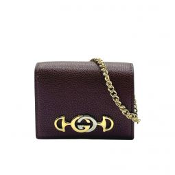 Gucci Zumi Burgundy Leather Gold Chain Bi-Fold Mini Wallet 570660 6629