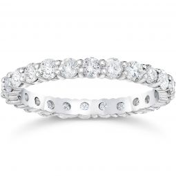 1 1/2 Ct Diamond Eternity Wedding Ring 14k White Gold