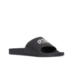 Balenciaga Womens Cities New York Pool Rubber Slide Sandals in Black