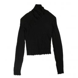UNRAVEL PROJECT Black Cashmere Distressed Details Sweater