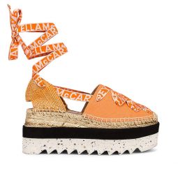 Stella McCartney Womens Elyse Gaia Platform Wedge Sneaker in Orange