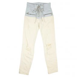 UNRAVEL PROJECT White Denim Corset Jeans