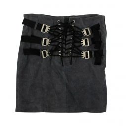 UNRAVEL PROJECT Antacite Grey Lace Up Mini Skirt