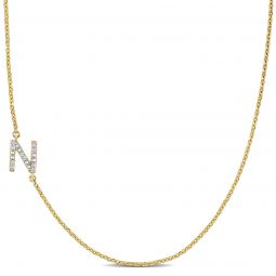 Lili & Blake N initial necklace in 14kt Yellow Gold