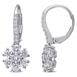 Lab Created Diamond LeverBack Earrings in 14k White Gold