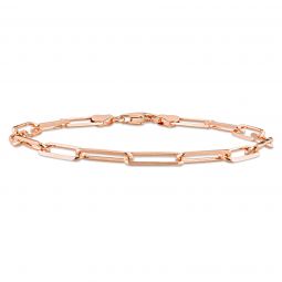 5 mm Diamond Cut Paperclip Chain Bracelet in 18K Rose Gold Plated Sterling Silver