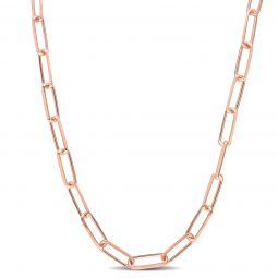 5 mm Diamond Cut Paperclip Chain Necklace in 18K Rose Gold Plated Silver