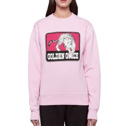 Golden Goose Womens Cotton Jaguar Graphic Crewneck Sweatshirt in Pink