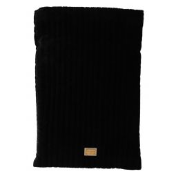 Dolce & Gabbana Black Velvet Quilt Drawstring Logo Plaque Pouch Womens Bag