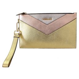 Versace Bronze Leather Zip Small Pouch Womens Bag