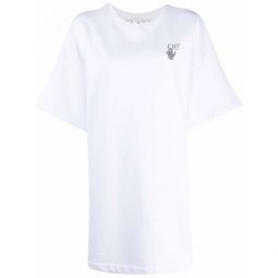 Off-White Womens Chine Floral Arrows Snap Cotton T-Shirt Dress White