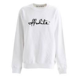 Off-White Womens Cotton Script Logo Sweatshirt White