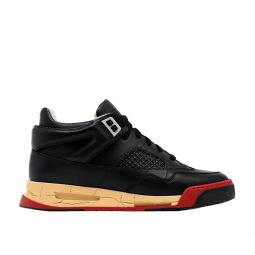 Maison Margiela Mens Deadstock Basket Low Top Leather Sneaker Black Red
