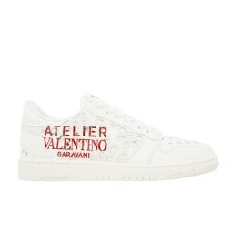 Valentino Garavani Womens Atelier San Gallo Leather Sneakers White