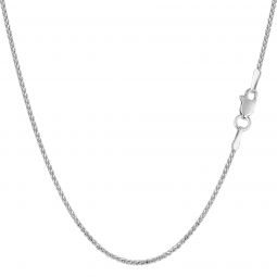 14k White Gold Round Diamond Cut Wheat Chain Necklace, 1.15mm