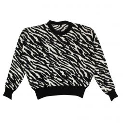 UNRAVEL PROJECT Black/White Wool Zebra Print Sweater