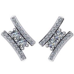 3/8Ct Forever Us 2 Stone Diamond Studs Womens Earrings 14K White Gold 1/2 tall
