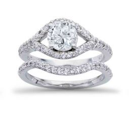 1 1/4ct Diamond Engagement Ring Set 14K White Gold