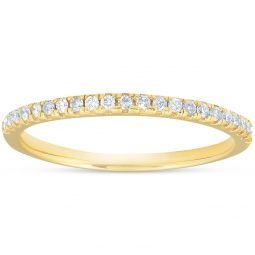 1/10CT Lab Grown Diamond Wedding Ring Womens Stackable Band 10k Yellow Gold