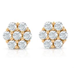 3/8 Ct TW Natural Diamond Earrings Womens Studs 10k Yellow Gold