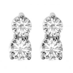 1/2Ct Forever Us Two Stone Diamond Studs Womens Earrings 14K White Gold