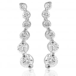 Ladies 1/2 cttw Diamond Journey Earrings Studs 14K White Gold