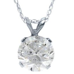 1 1/2ct Solitaire Diamond Pendant Necklace & 18 Chain Round Cut