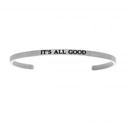 Intuitions Stainless Steel ITS ALL GOOD Diamond Accent Cuff Bangle Bracelet, 7