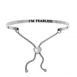 Intuitions Stainless Steel I'M FEARLESS Diamond Accent Adjustable Bracelet