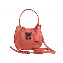 MCM Womens Trisha Cocoa Pink Leather Studded Small Crossbody Bag MWH8APA48PW001