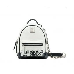 MCM Womens White Contrast Logo Leather Mini Crossbody Chain Bag mwr9acl11wt001