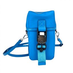 MCM Womens Blue Nylon Mini Flap Pouch Shoulder Waist Bag MXZ9SNX43HI001