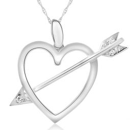 14k Heart & Arrow Diamond Pendant Necklace in White Yellow, or Rose Gold 1 Tall