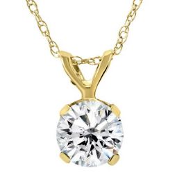 1/4Ct Diamond Round-Cut Solitaire Pendant Womens 18 14k Yellow Gold Necklace